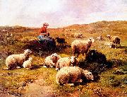 Cornelis Van Leemputten A shepherdess with her flock